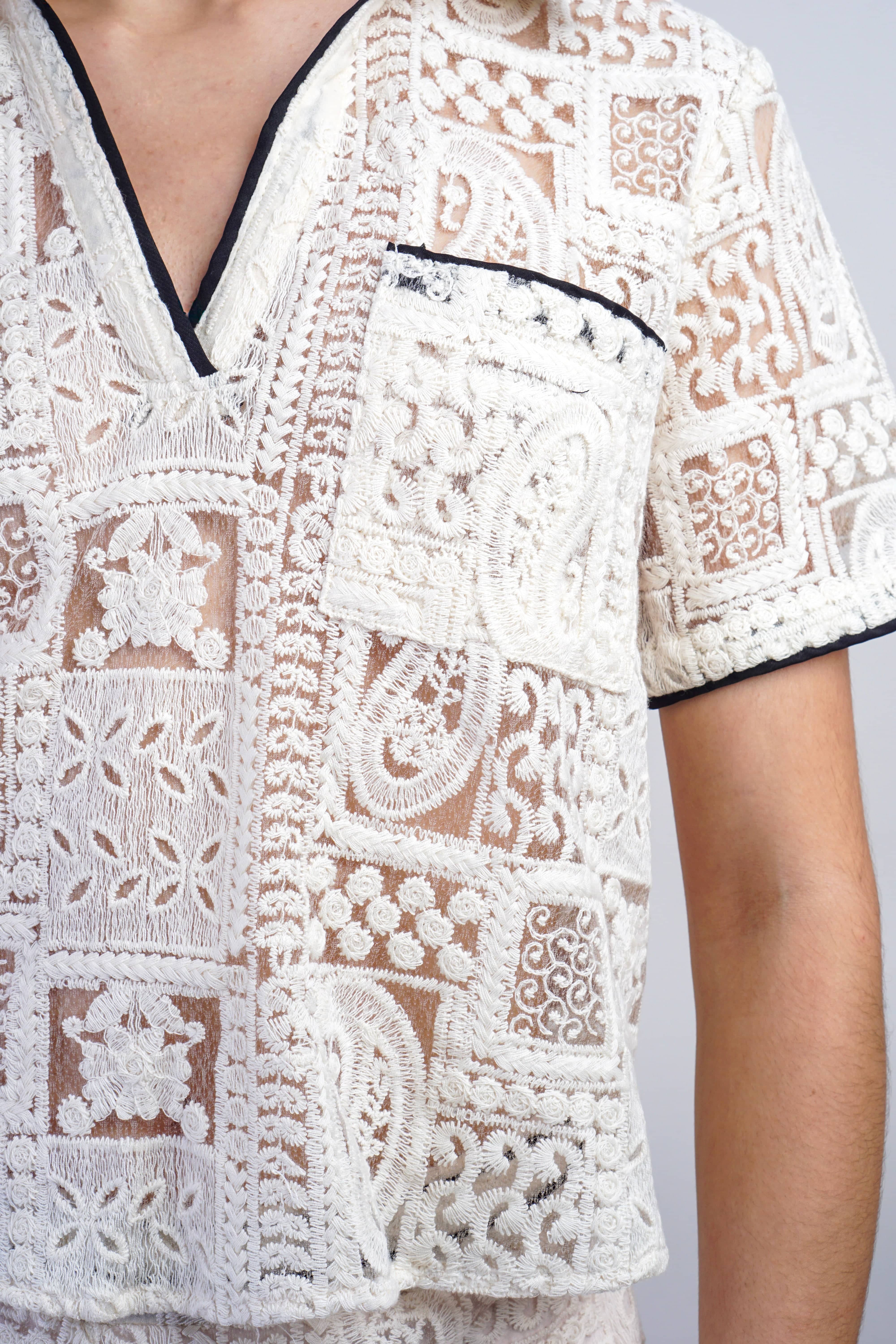 Private Label TOPS Cream Crochet Top