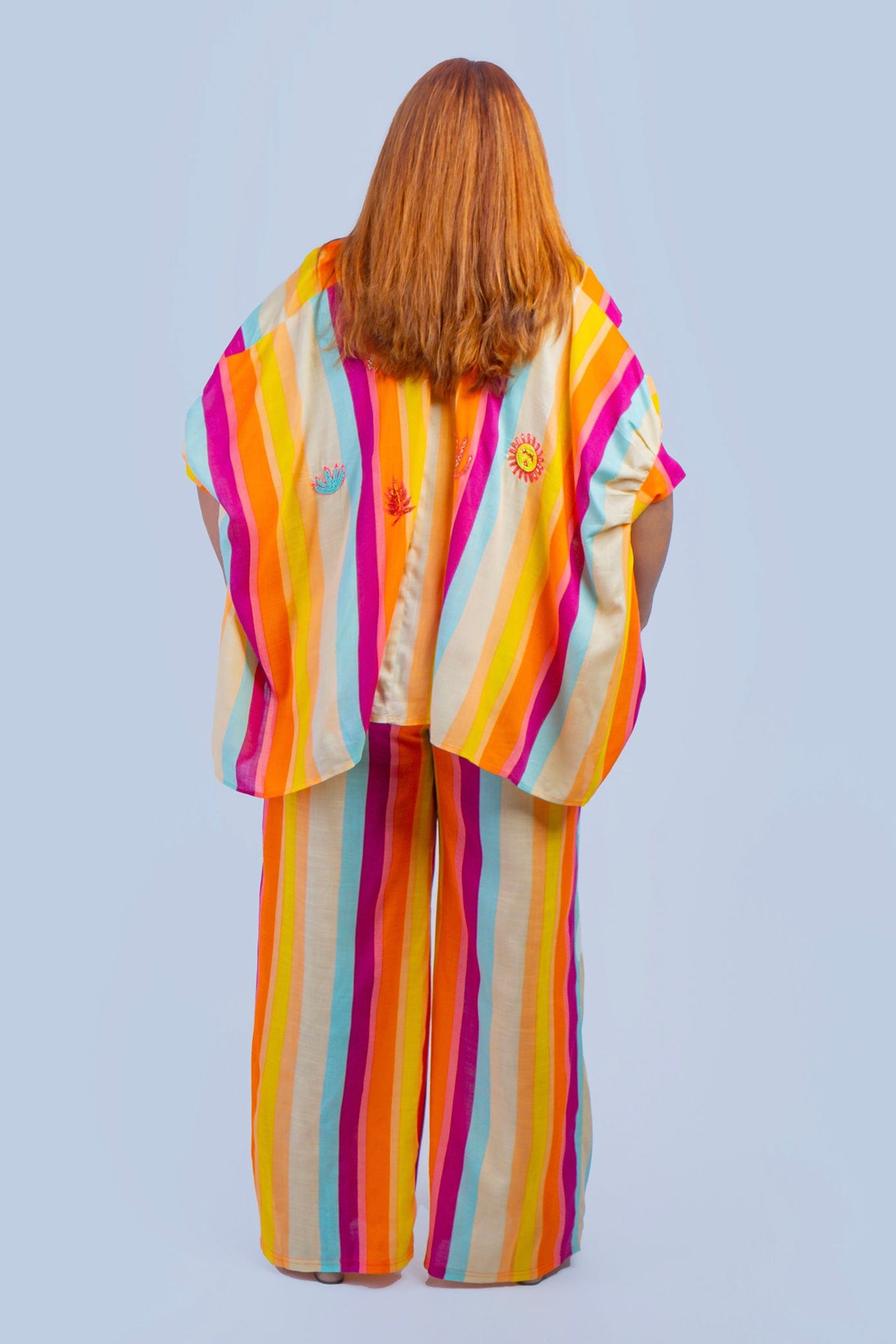 DCD TOPS ONE SIZE Multi Stripes Beaded Western Top