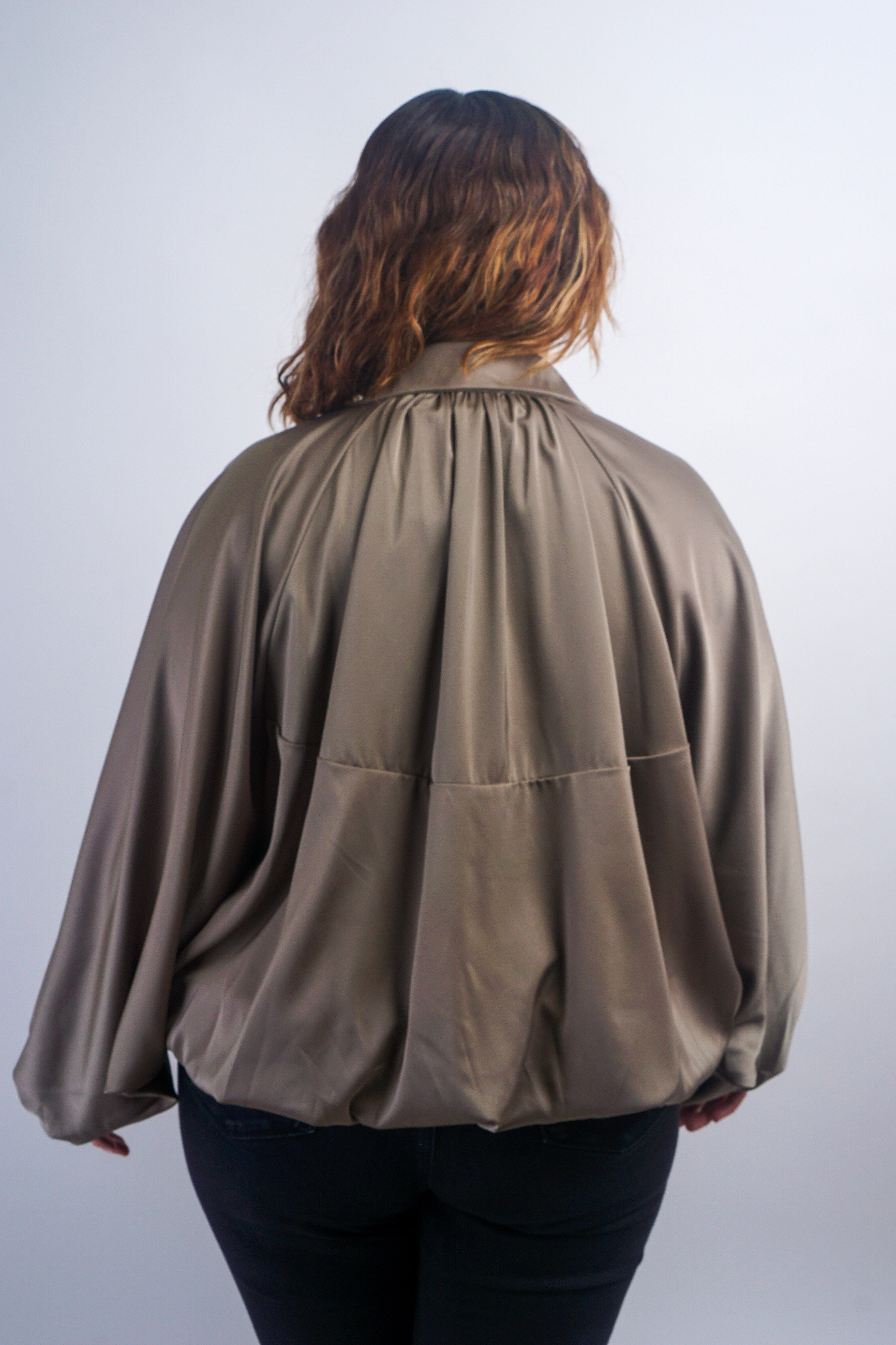 Private Label TOPS Plus Olive Blouson Raglan Sleeve Jacket