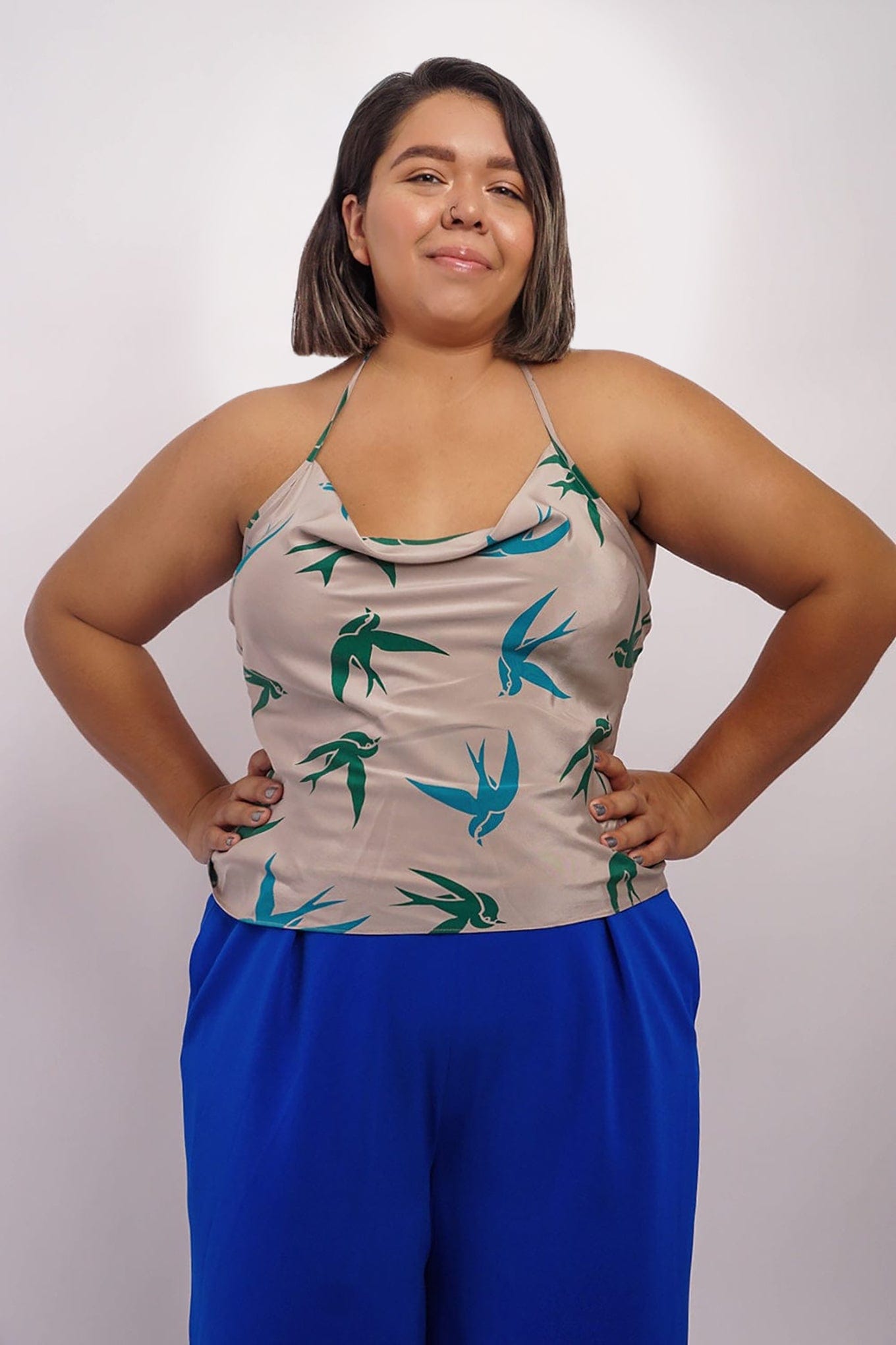 Chloe Dao TOPS Silk Bird Colina Cowl Neck Tops