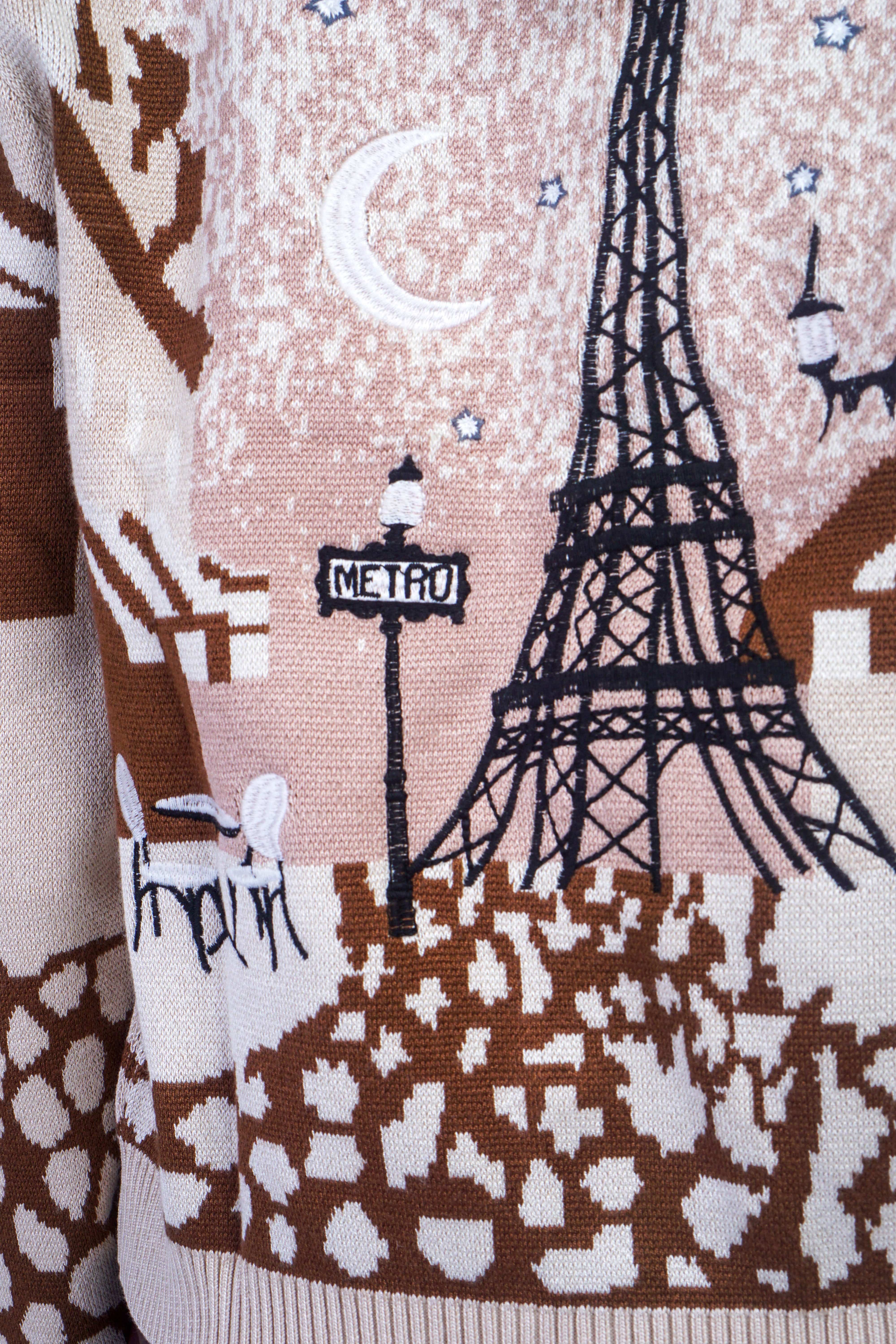 Private Label TOPS Tan Paris Jacquard & Embroidery Print Cardigan