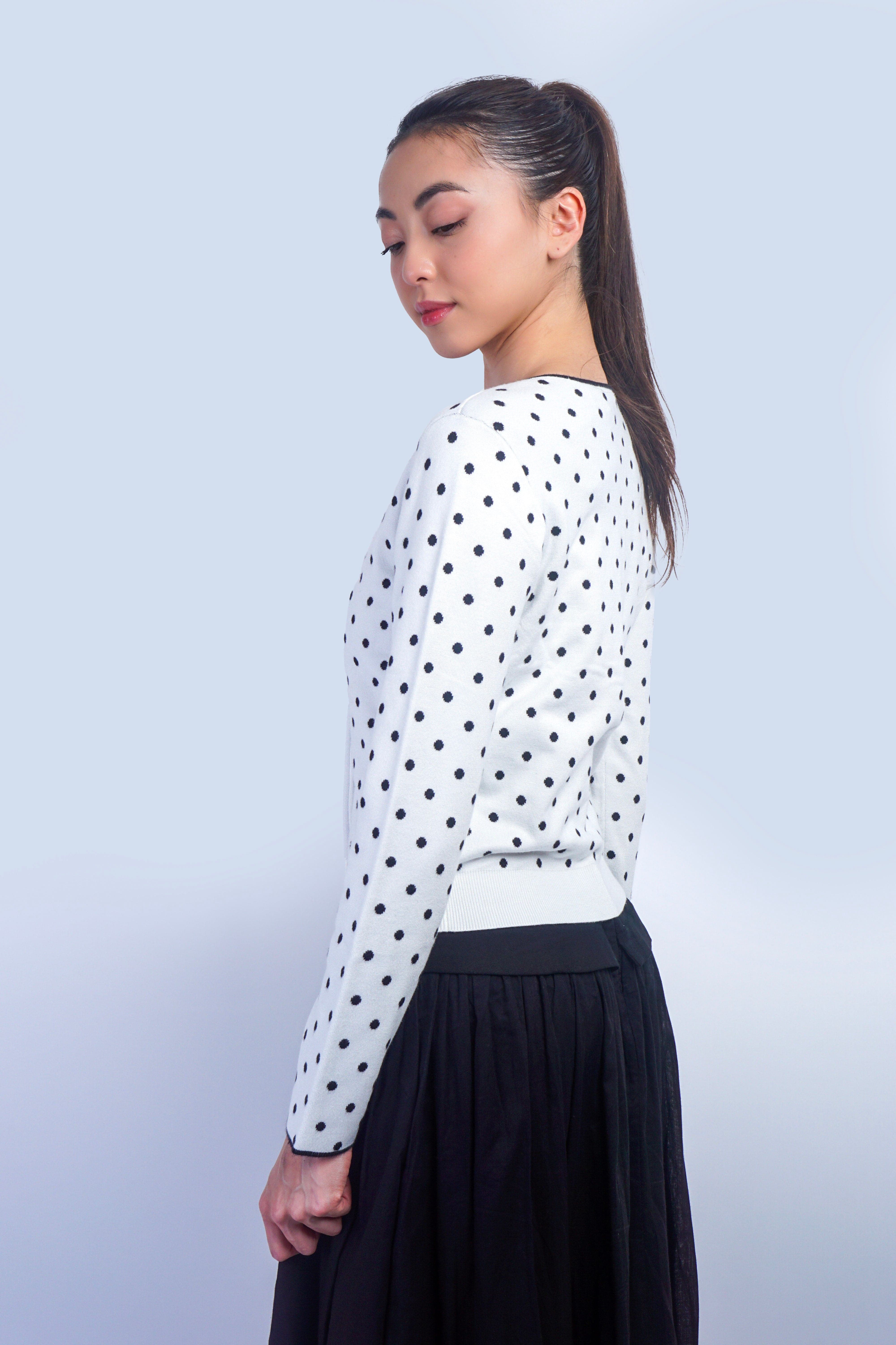 Private Label TOPS White Polka Dot Cardigan