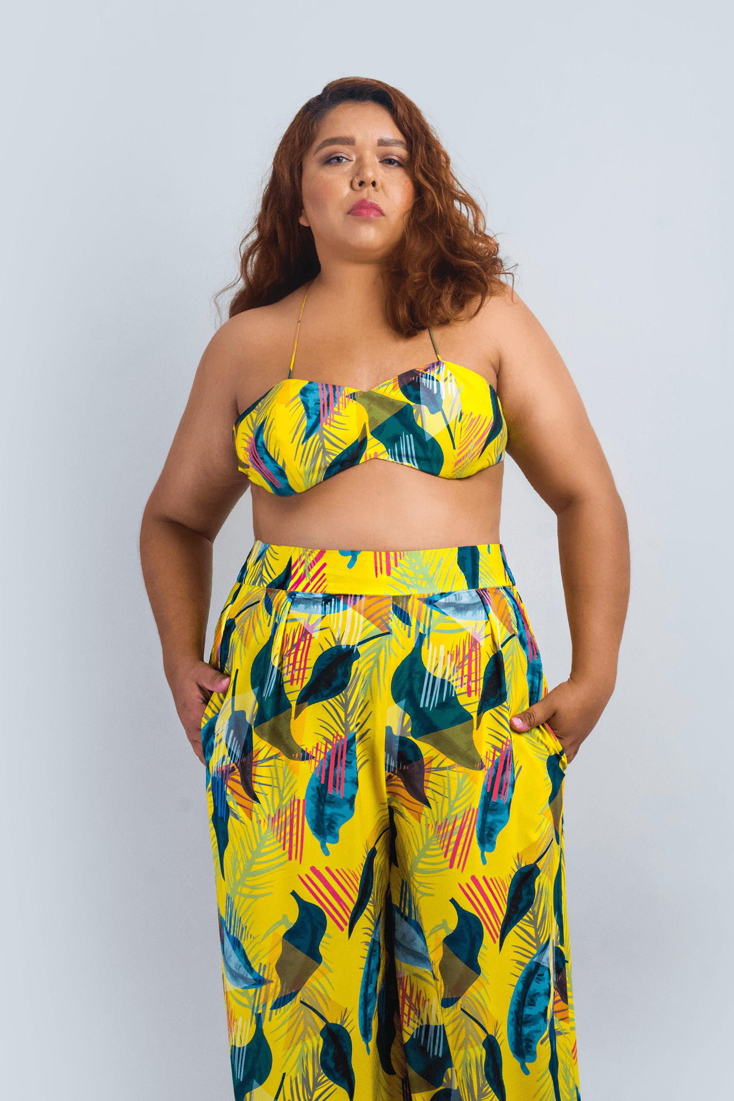 Chloe Dao TOPS Yellow Garden Print Cropped Top