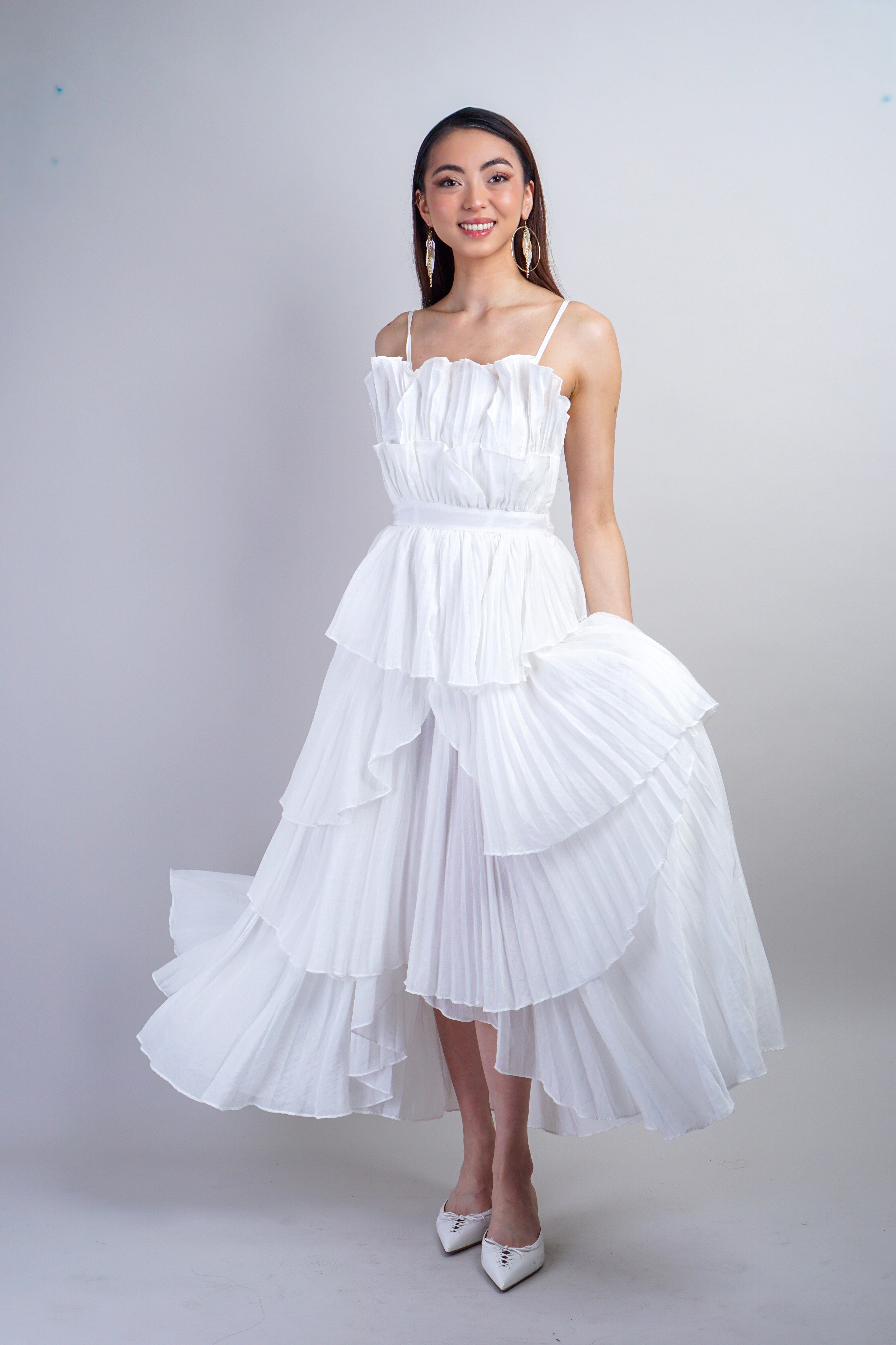 Private Label White Ruffle Sleeveless Maxi Dress