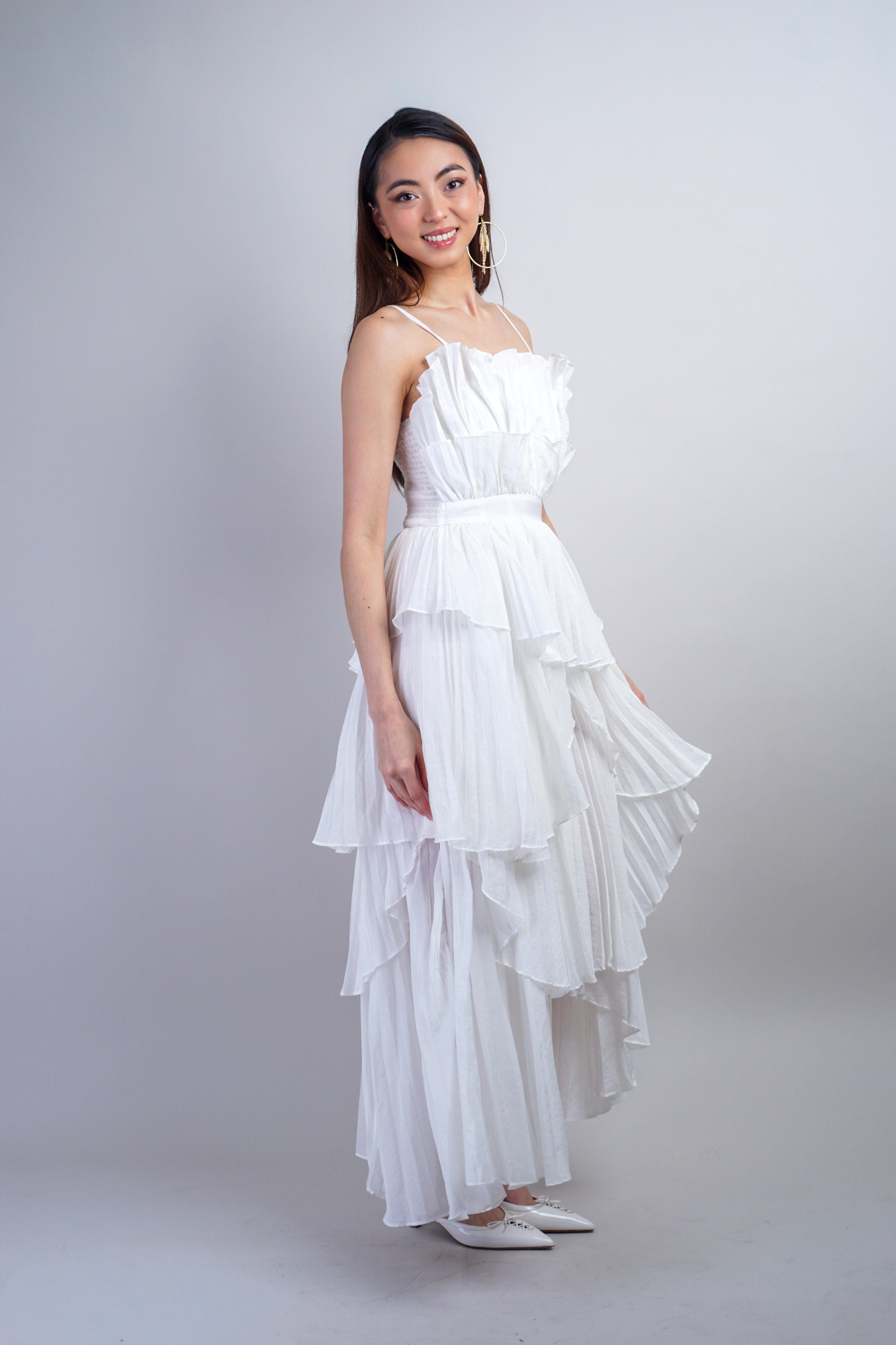 Private Label White Ruffle Sleeveless Maxi Dress