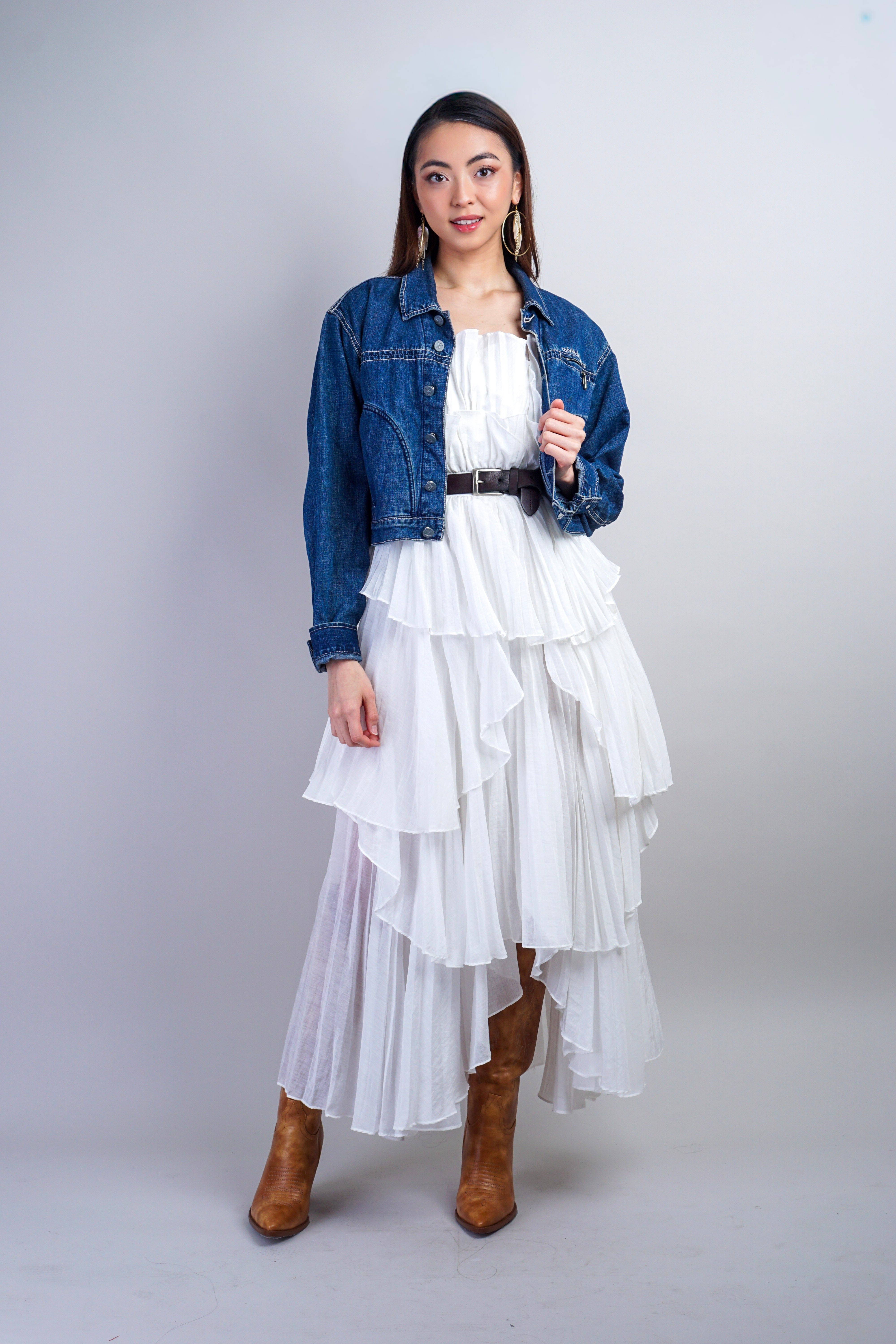 Private Label White Ruffle Sleeveless Maxi Dress
