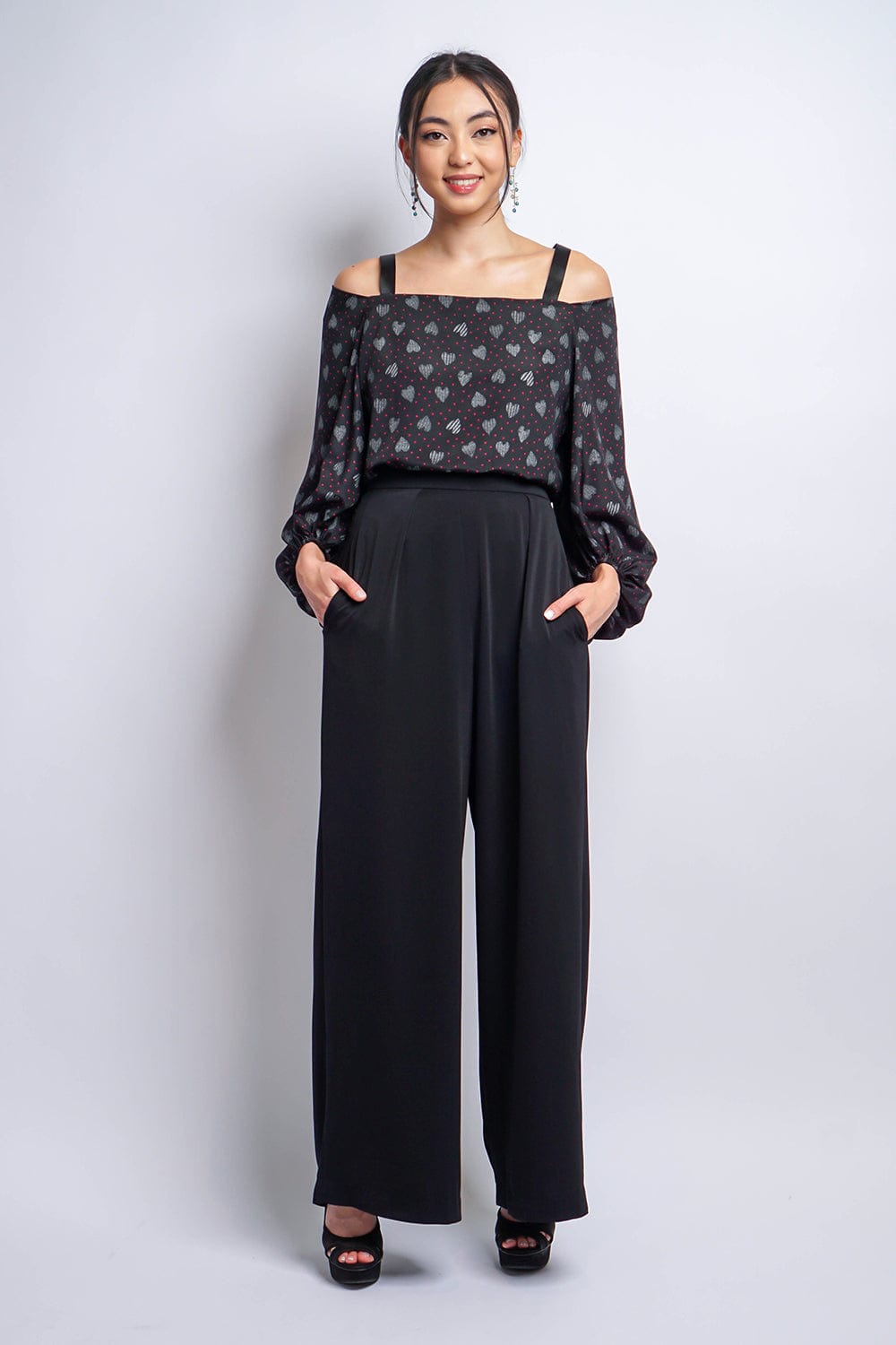 BOTTOMS Black Pleated High Waist Relaxing Leslie Pants - Chloe Dao