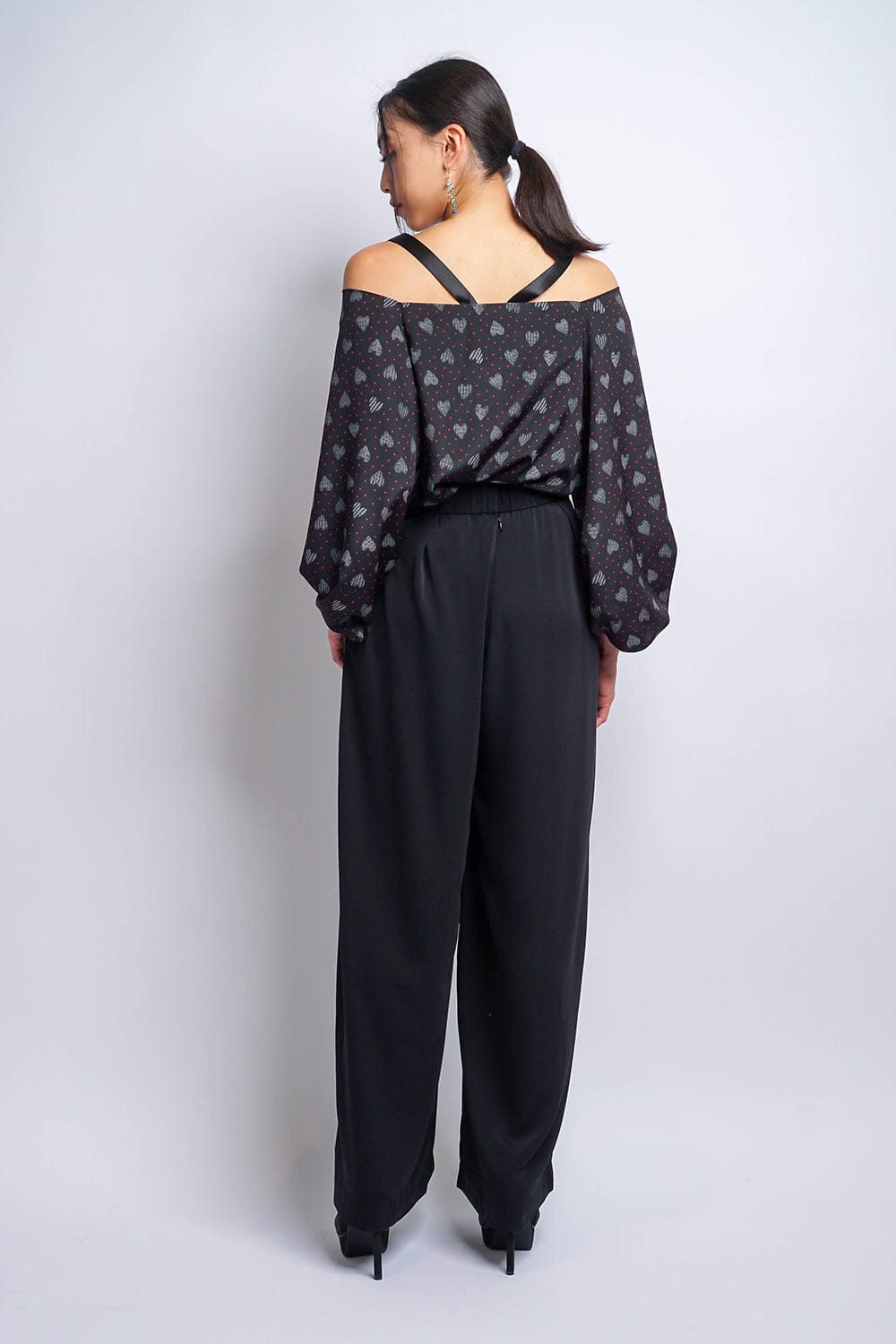 BOTTOMS Black Pleated High Waist Relaxing Leslie Pants - Chloe Dao