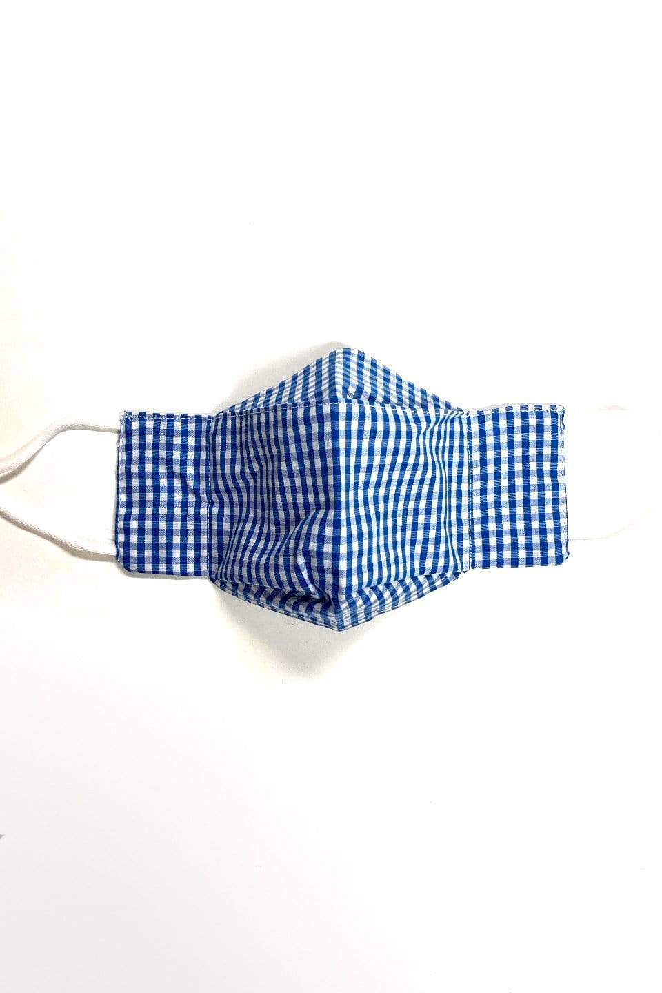 Box Pleated Face Masks Ice Blue Gingham (Box Pleated Mask With Filter Pocket) - Chloe Dao