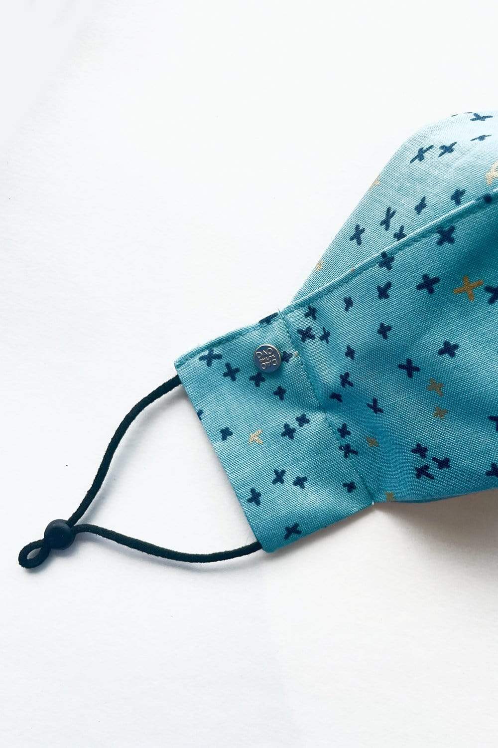 Box Pleated Face Masks Aqua Blue X Print (Box Pleated Mask with Filter Pocket) - Chloe Dao