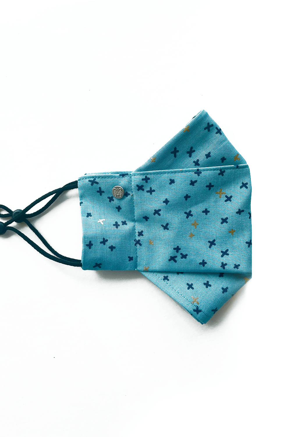 Box Pleated Face Masks Aqua Blue X Print (Box Pleated Mask with Filter Pocket) - Chloe Dao