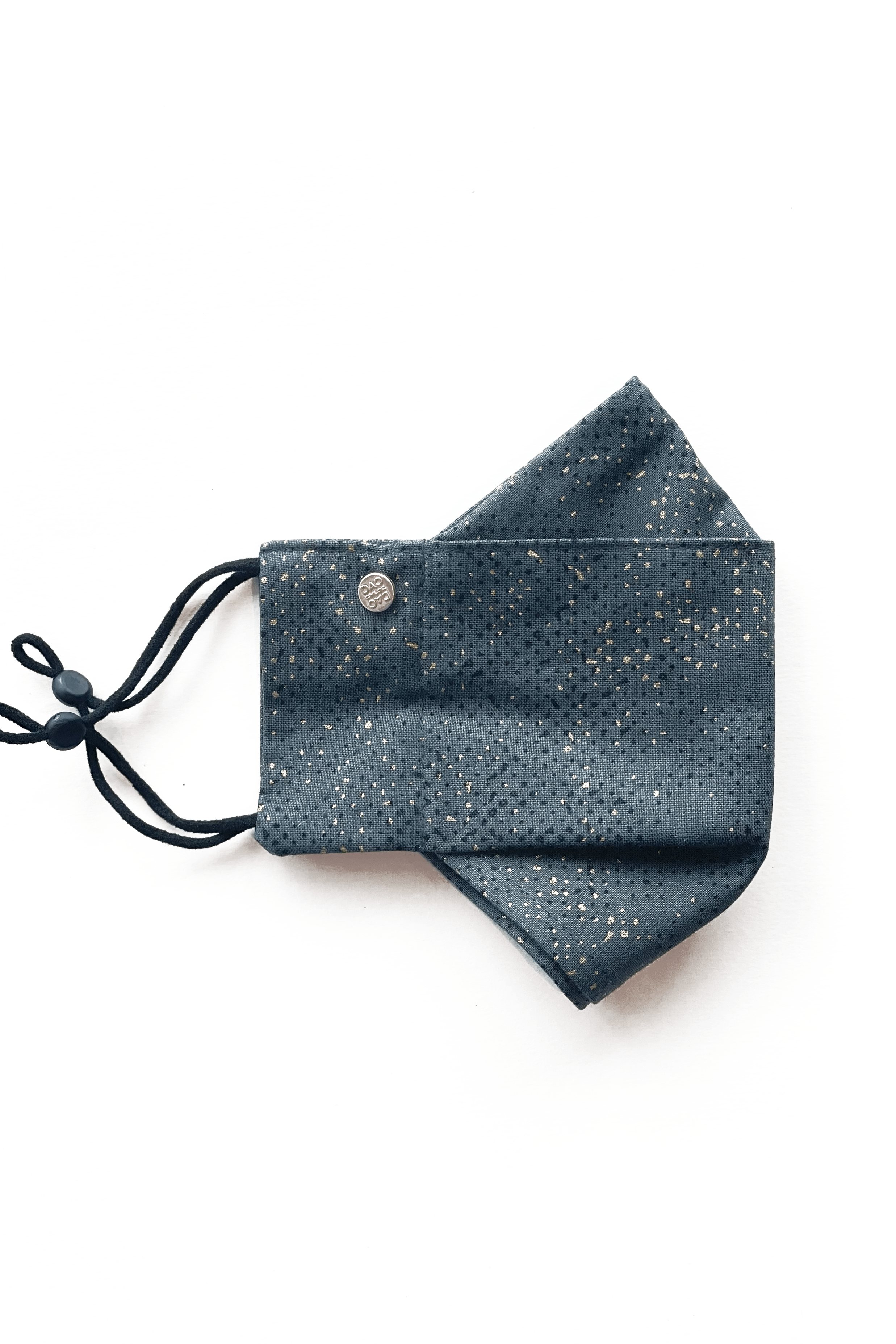 Box Pleated Face Masks Gold Paint Splatter - Dark Grey (Box Pleated Mask with Filter Pocket) - Chloe Dao