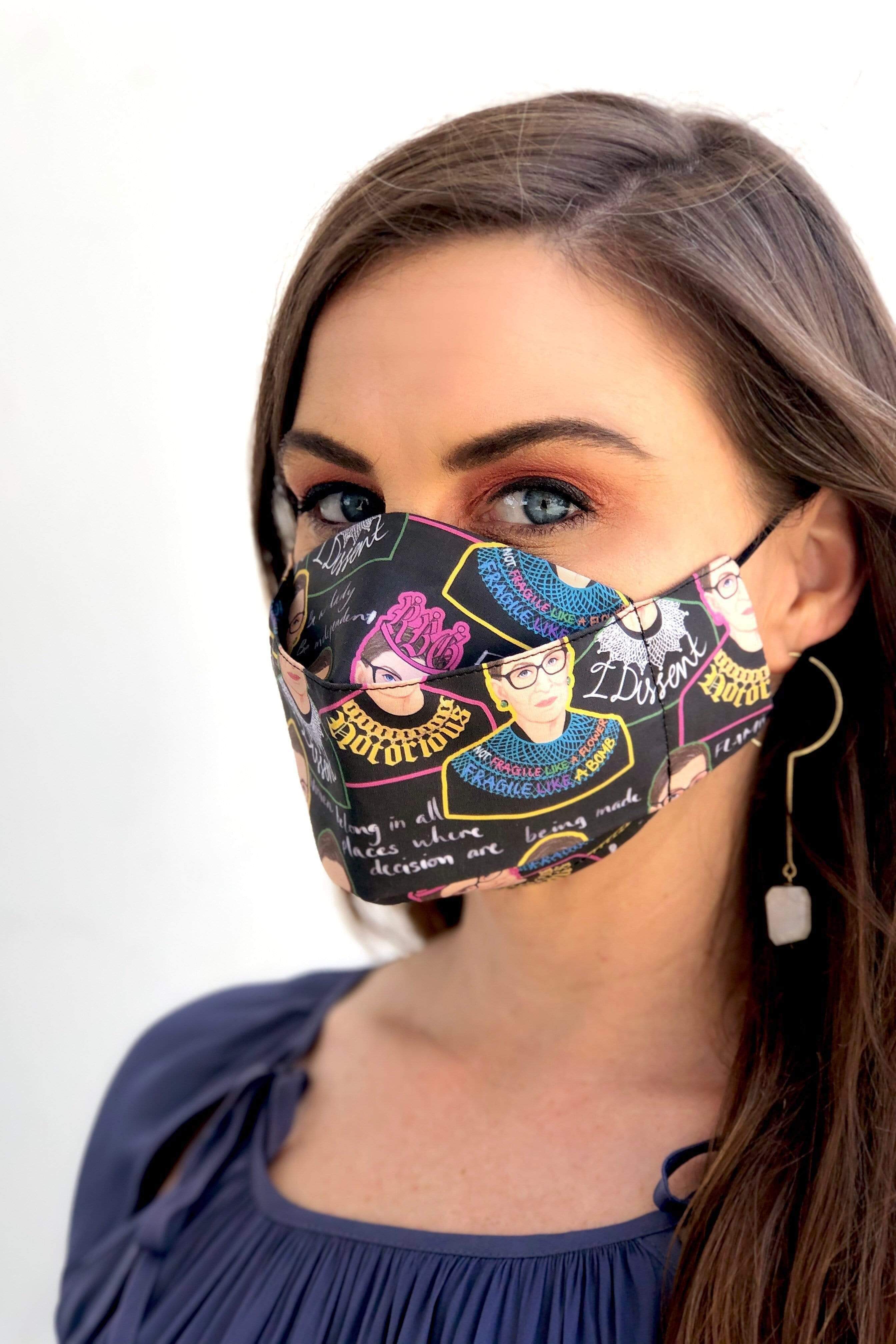 Box Pleated Face Masks RBG Print Mask (Box Pleated with Filter Pocket) - Chloe Dao