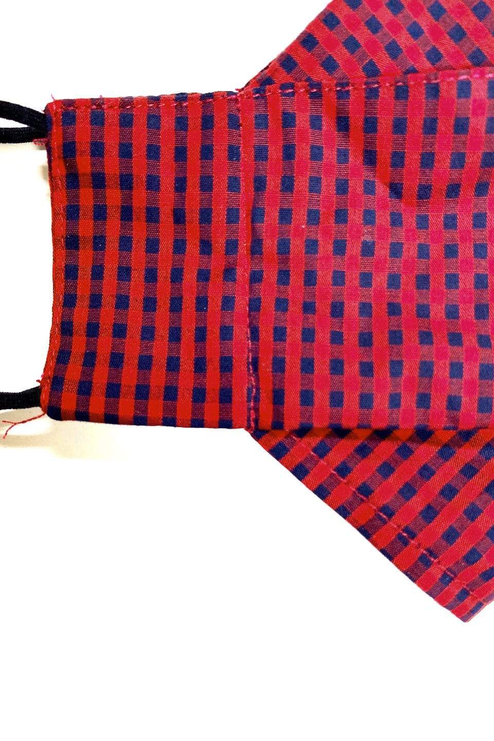 Box Pleated Face Masks Red And Black Gingham (Box Pleated Mask With Filter Pocket) - Chloe Dao