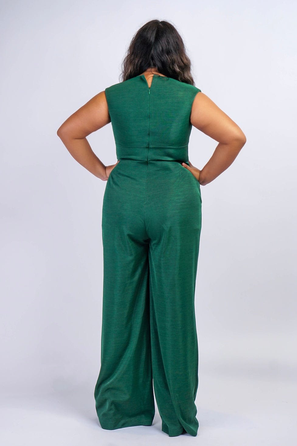 JUMPSUITS & ROMPERS Emerald Luxe Sheen V Neck Aiden Jumpsuit - Chloe Dao